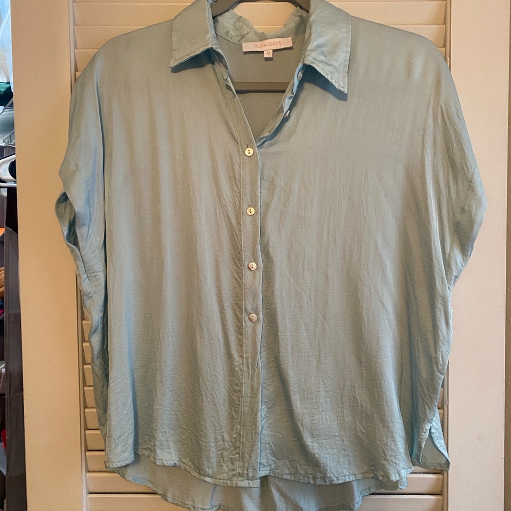Women's Light Blue Button-Up Top